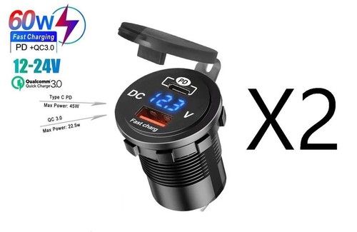 12v type usb car - 24, pd+usb